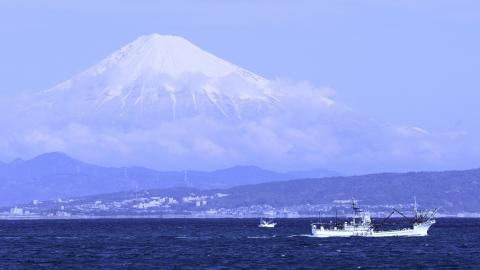 候補写真1：富士山と海と船