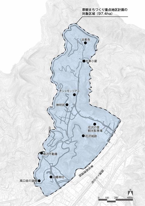 花沢の里周辺対象区域図