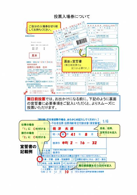 投票所入場券について（焼津市長選挙）