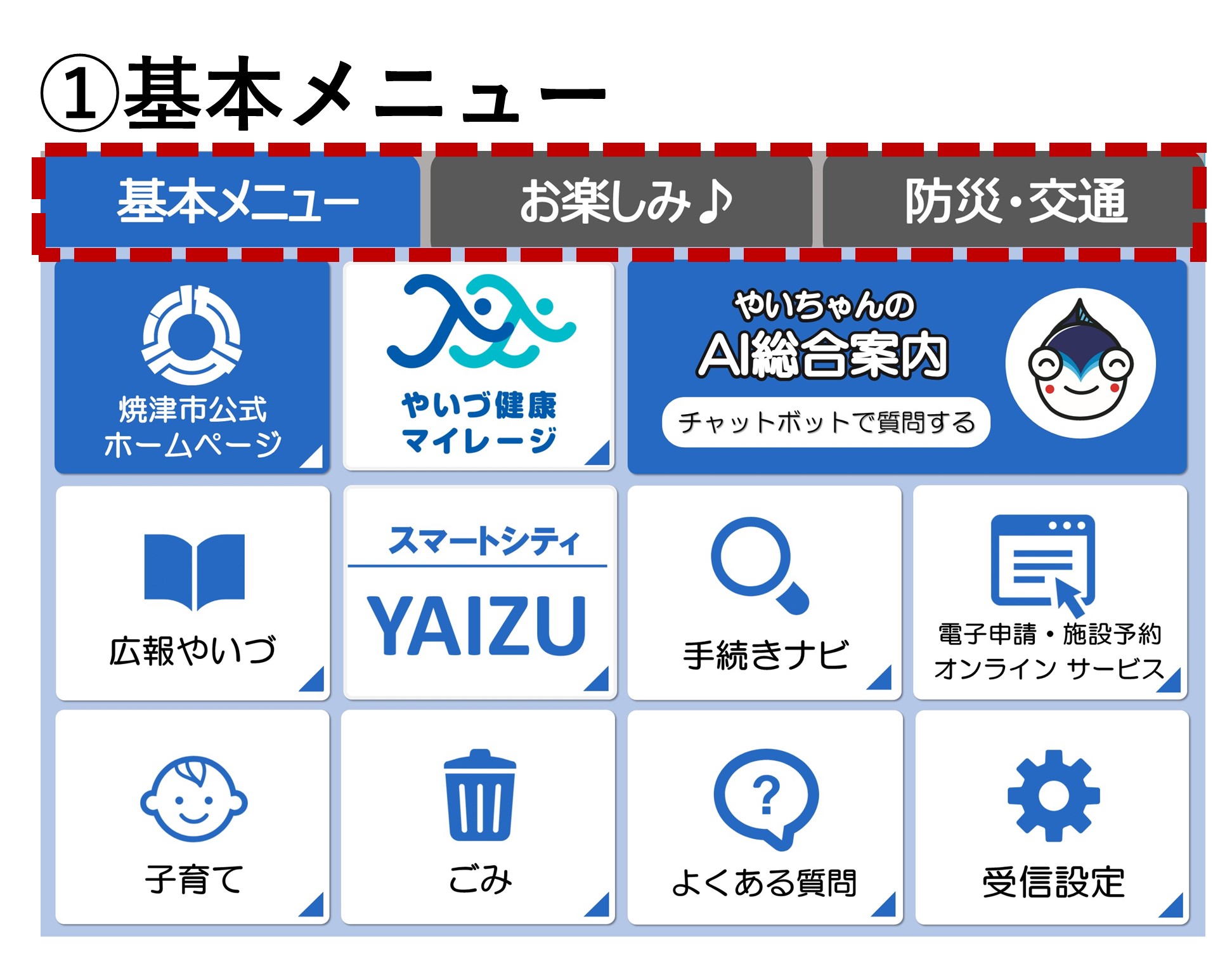 基本メニュー画面