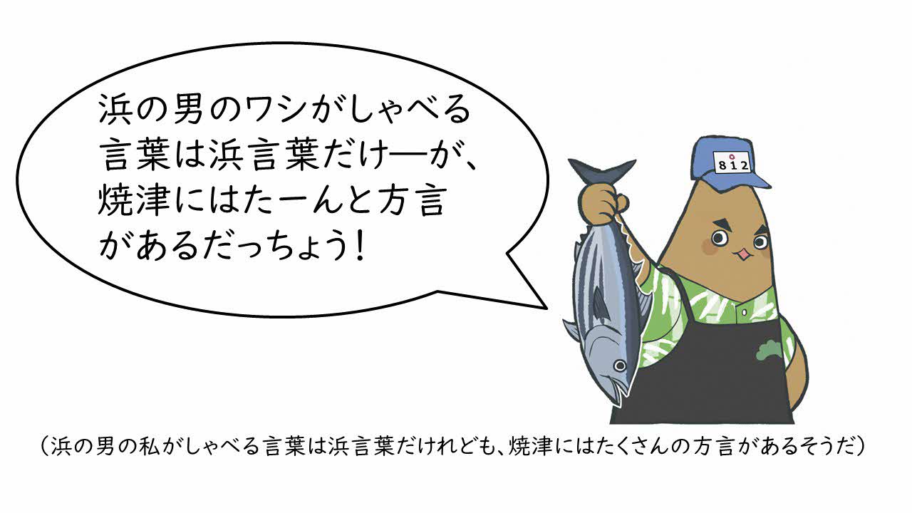 浜の男の私がしゃべっている言葉は浜言葉だけれども、焼津には沢山の方言があるそうです