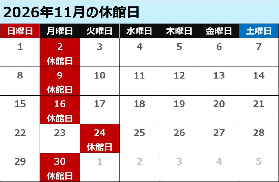 11月休館日