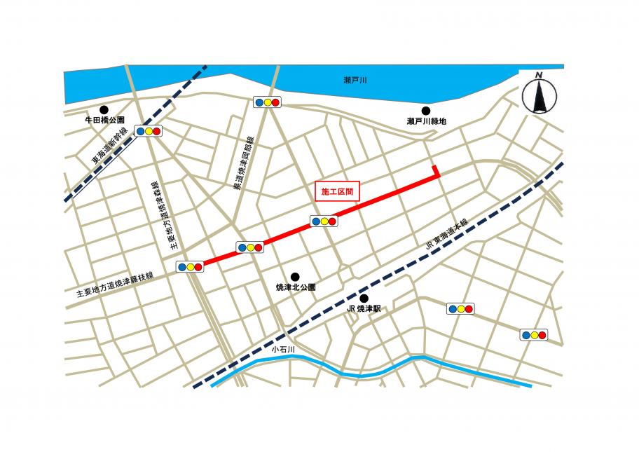 中新田配水場系基幹管路更新駅北3丁目地区図